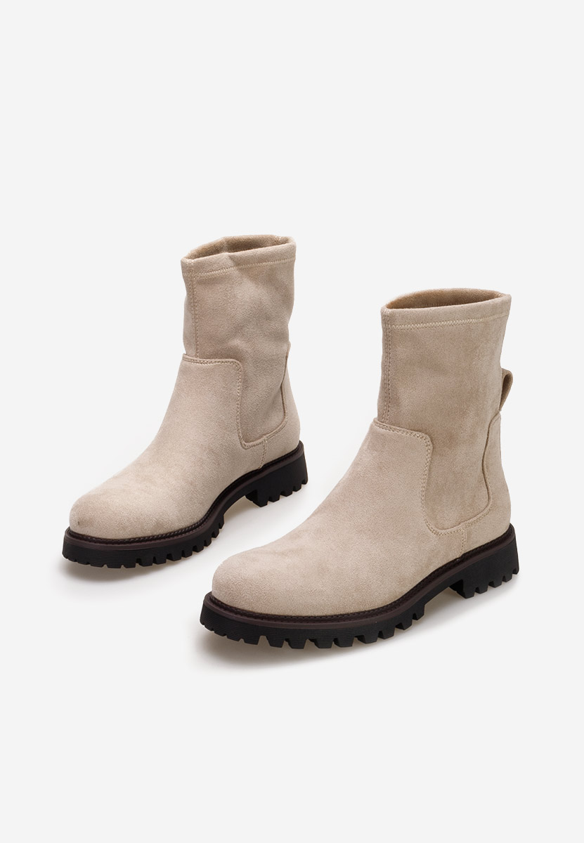 Beżowe botki płaskie Javana