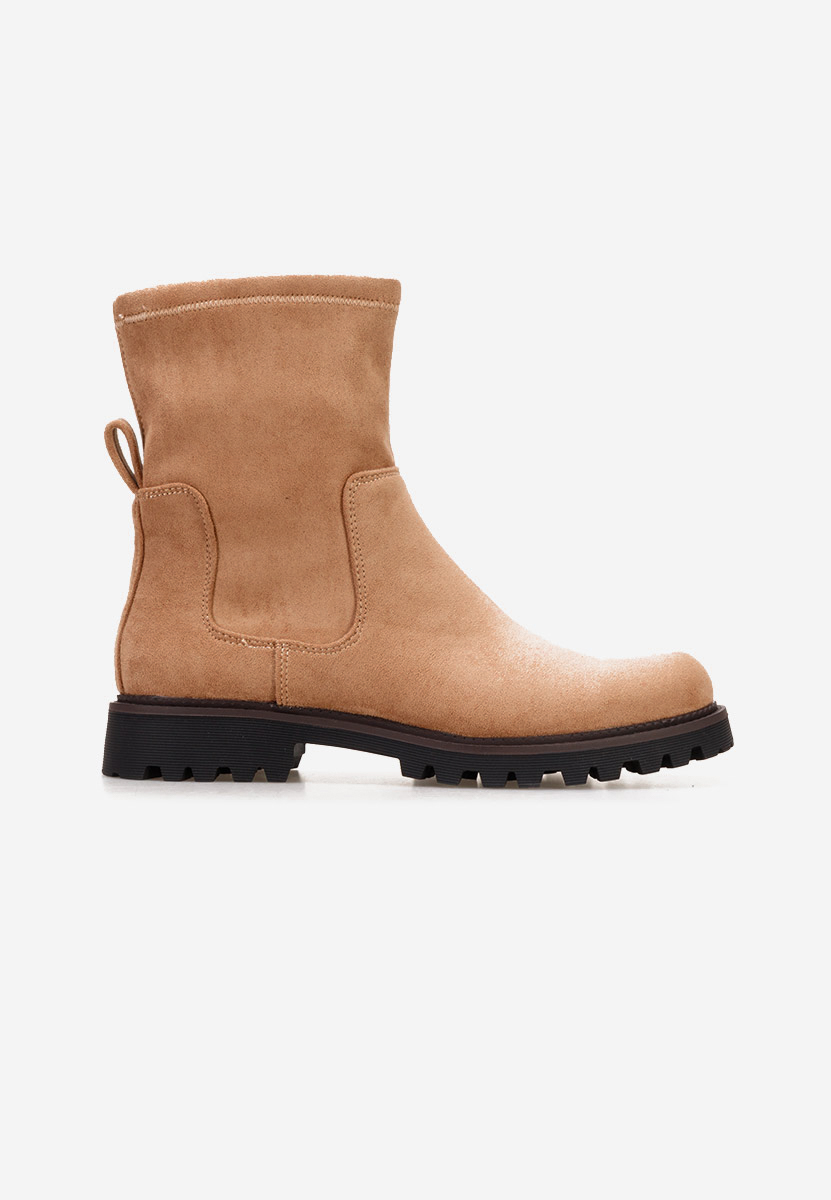 Camelowe botki płaskie Javana