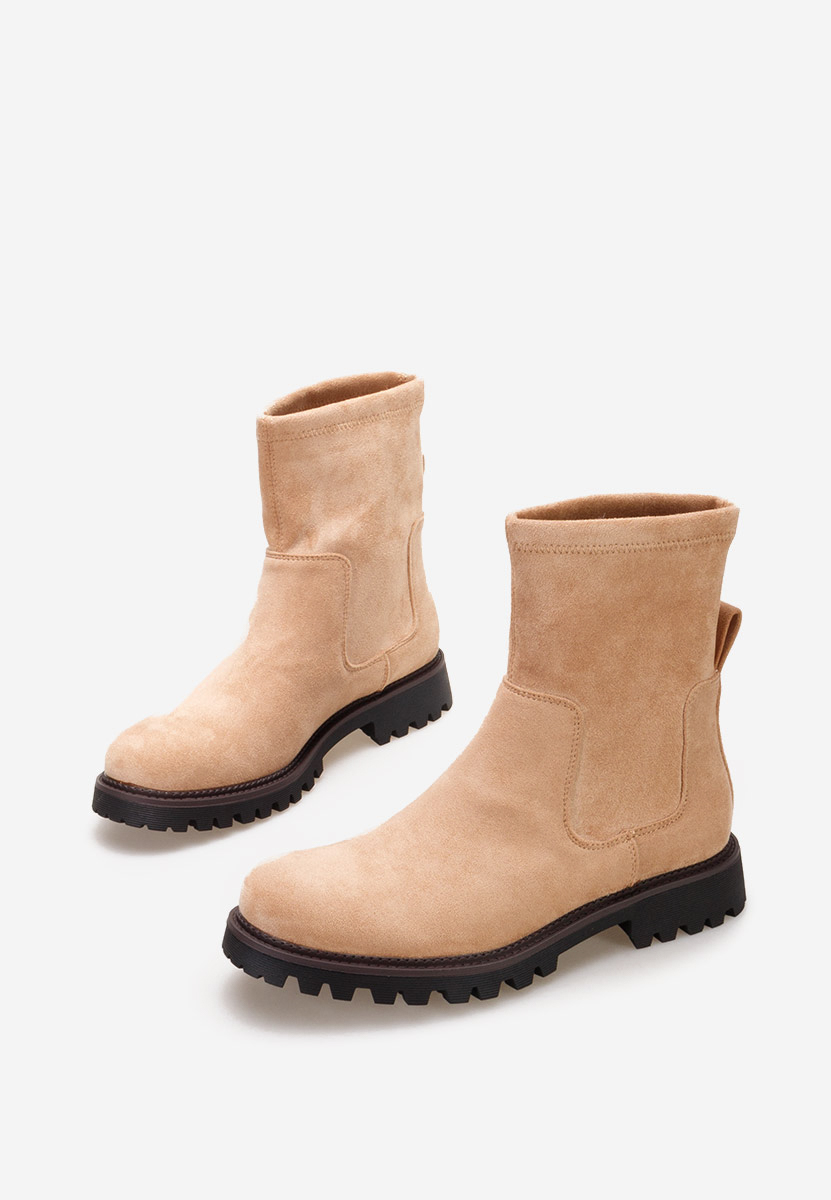 Khaki botki płaskie Javana