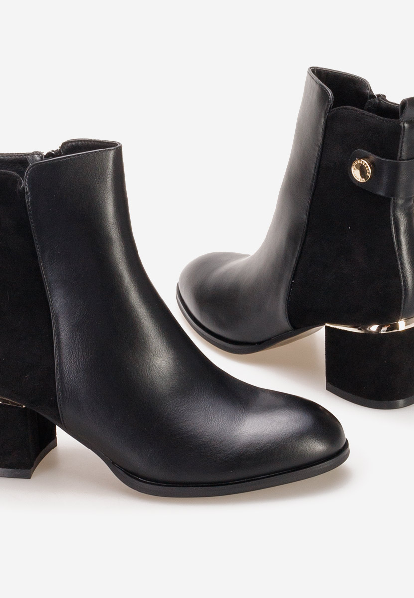 Czarne botki na słupku Sikora V2