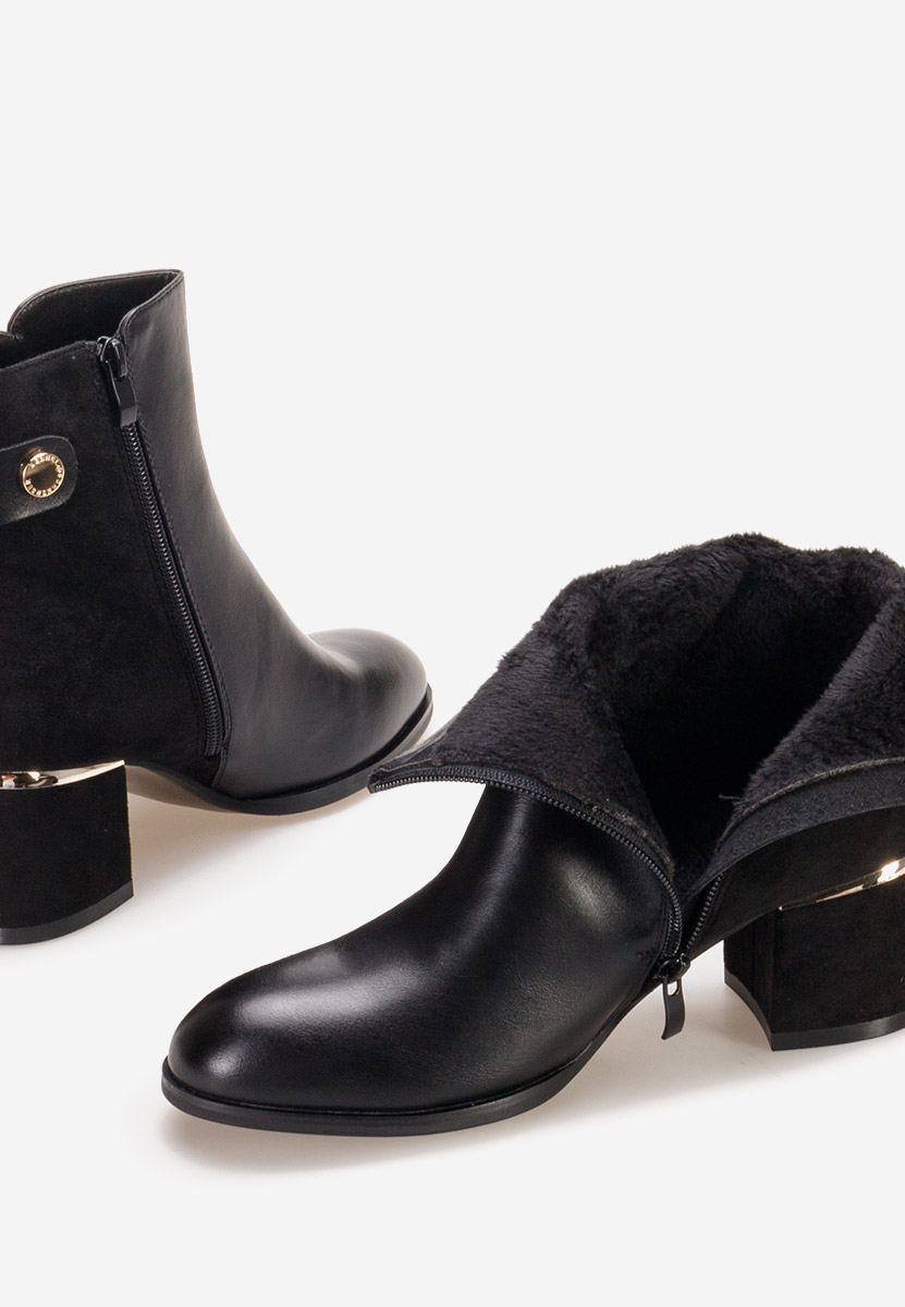 Czarne botki na słupku Sikora V2