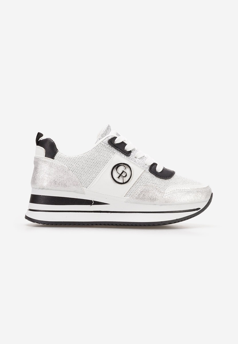 Srebrne sneakersy na koturnie Zarida