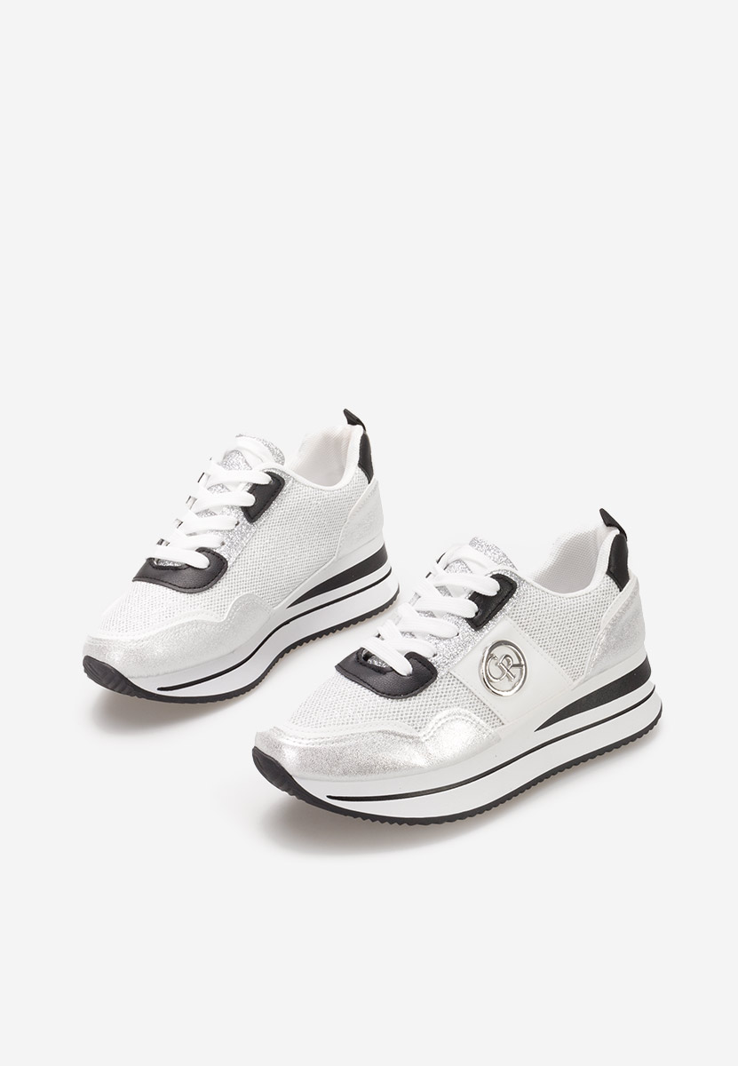 Srebrne sneakersy na koturnie Zarida