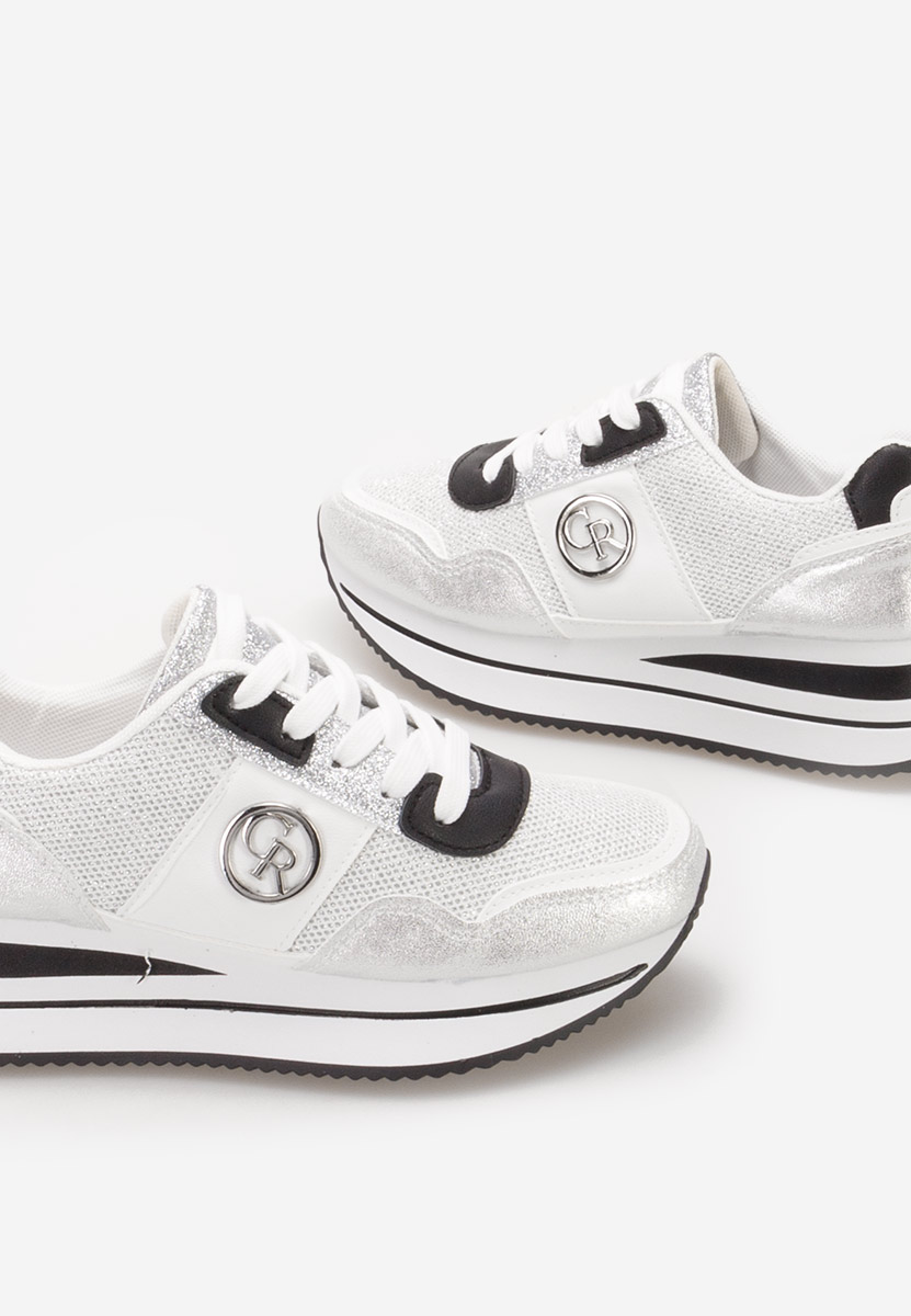 Srebrne sneakersy na koturnie Zarida