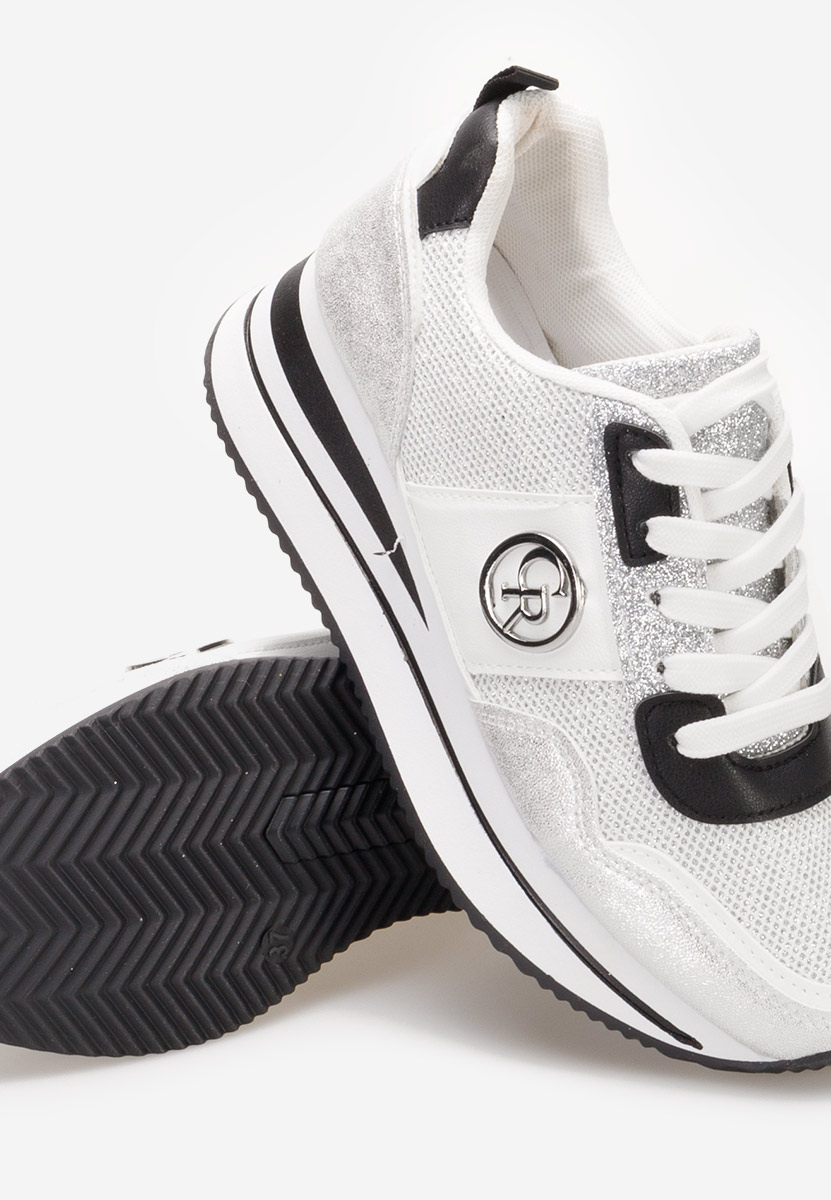 Srebrne sneakersy na koturnie Zarida