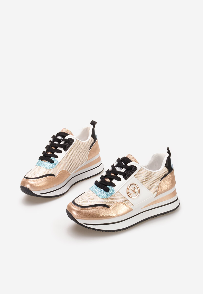 Szampańskie sneakersy na koturnie Zarida