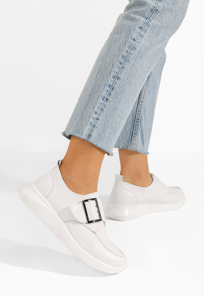 Białe półbuty damskie skórzane Sylia Białe półbuty damskie skórzane Sylia