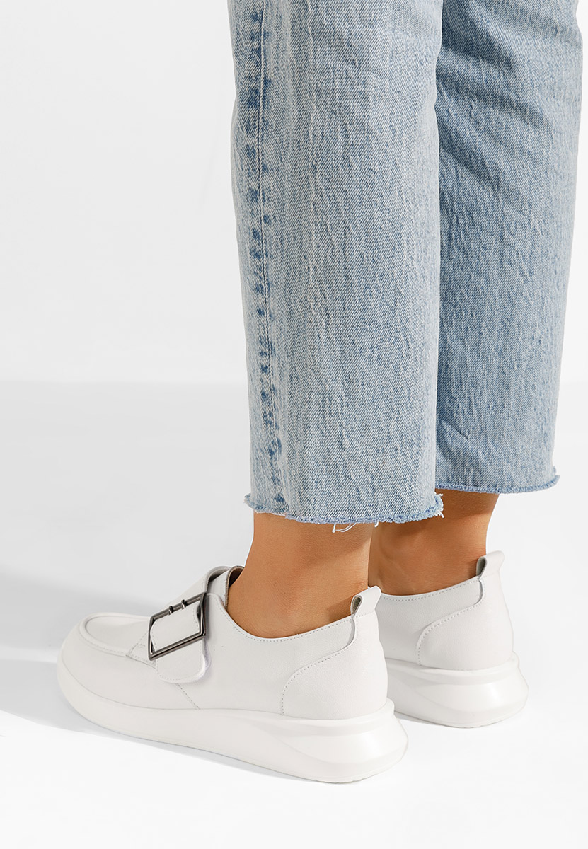 Białe półbuty damskie skórzane Sylia Białe półbuty damskie skórzane Sylia