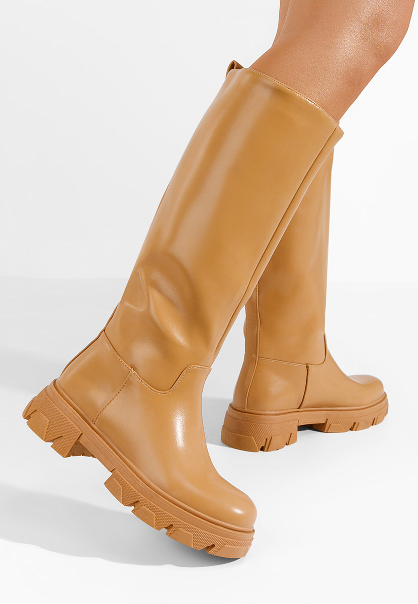 Camelowe kozaki damskie Fatima