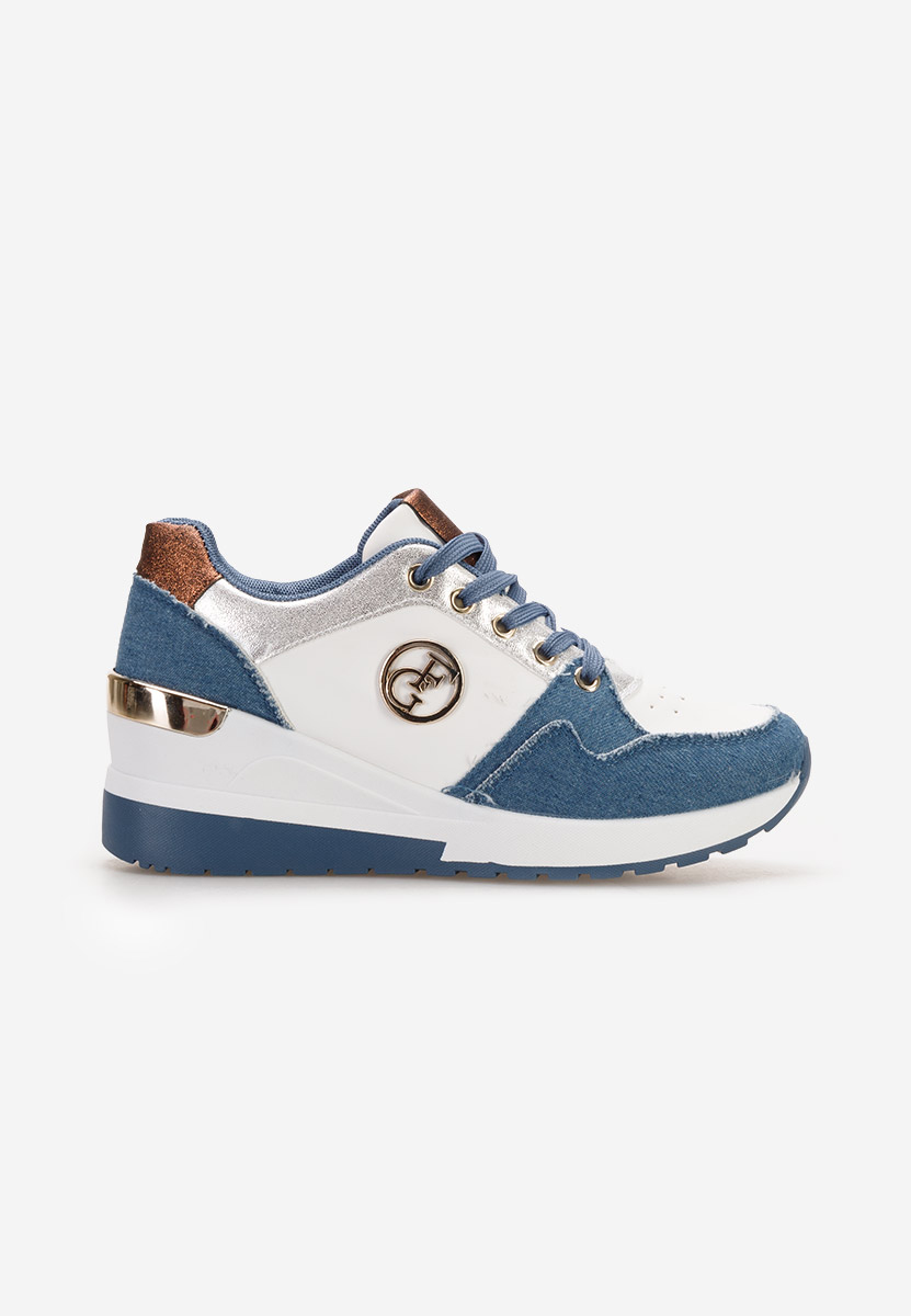 Granatowe sneakersy na koturnie Elmyra