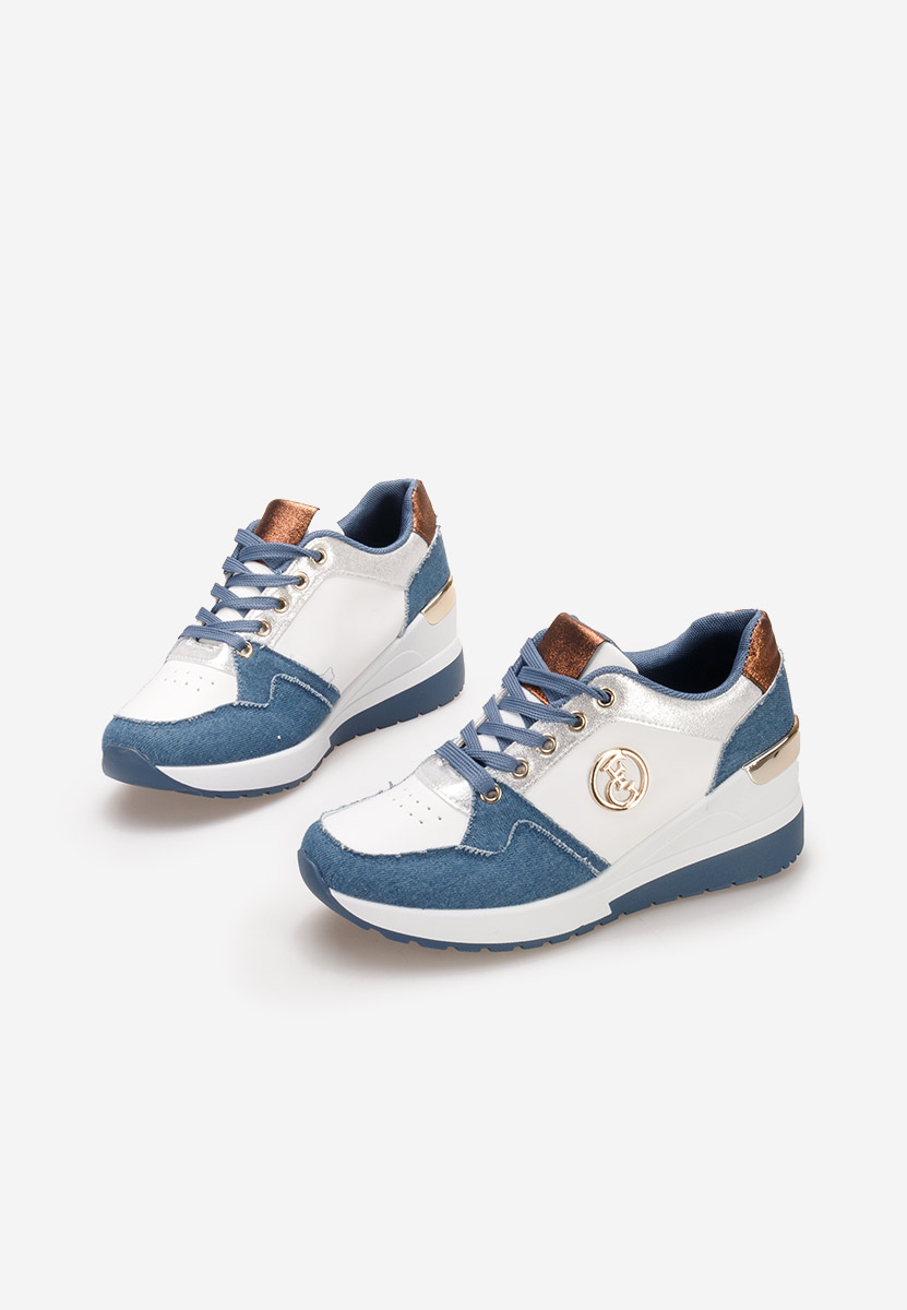 Granatowe sneakersy na koturnie Elmyra