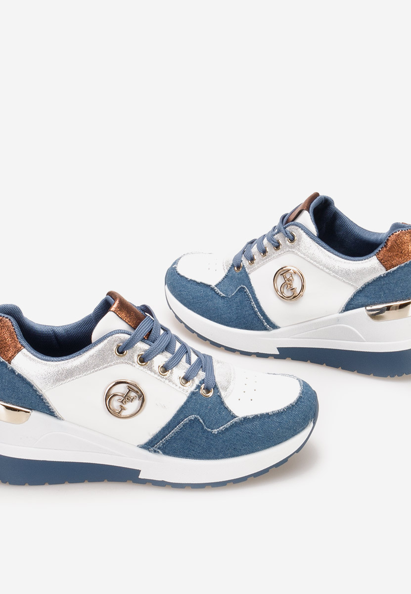 Granatowe sneakersy na koturnie Elmyra