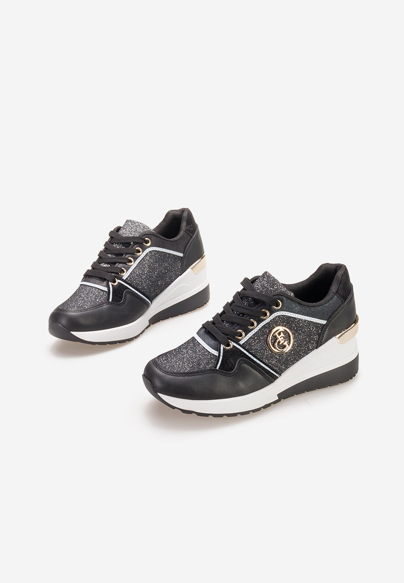 Czarne sneakersy na koturnie Elmyra
