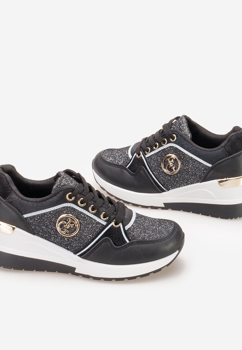 Czarne sneakersy na koturnie Elmyra