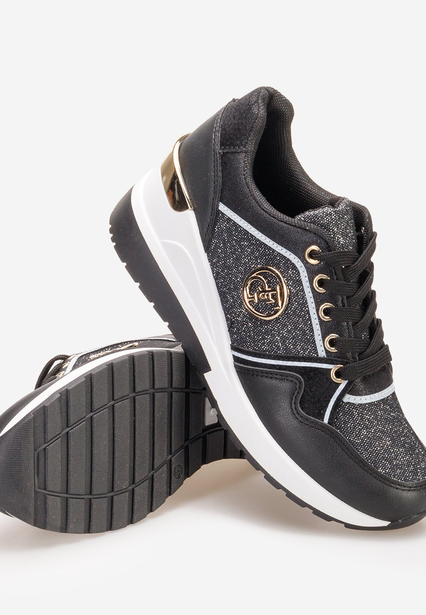 Czarne sneakersy na koturnie Elmyra