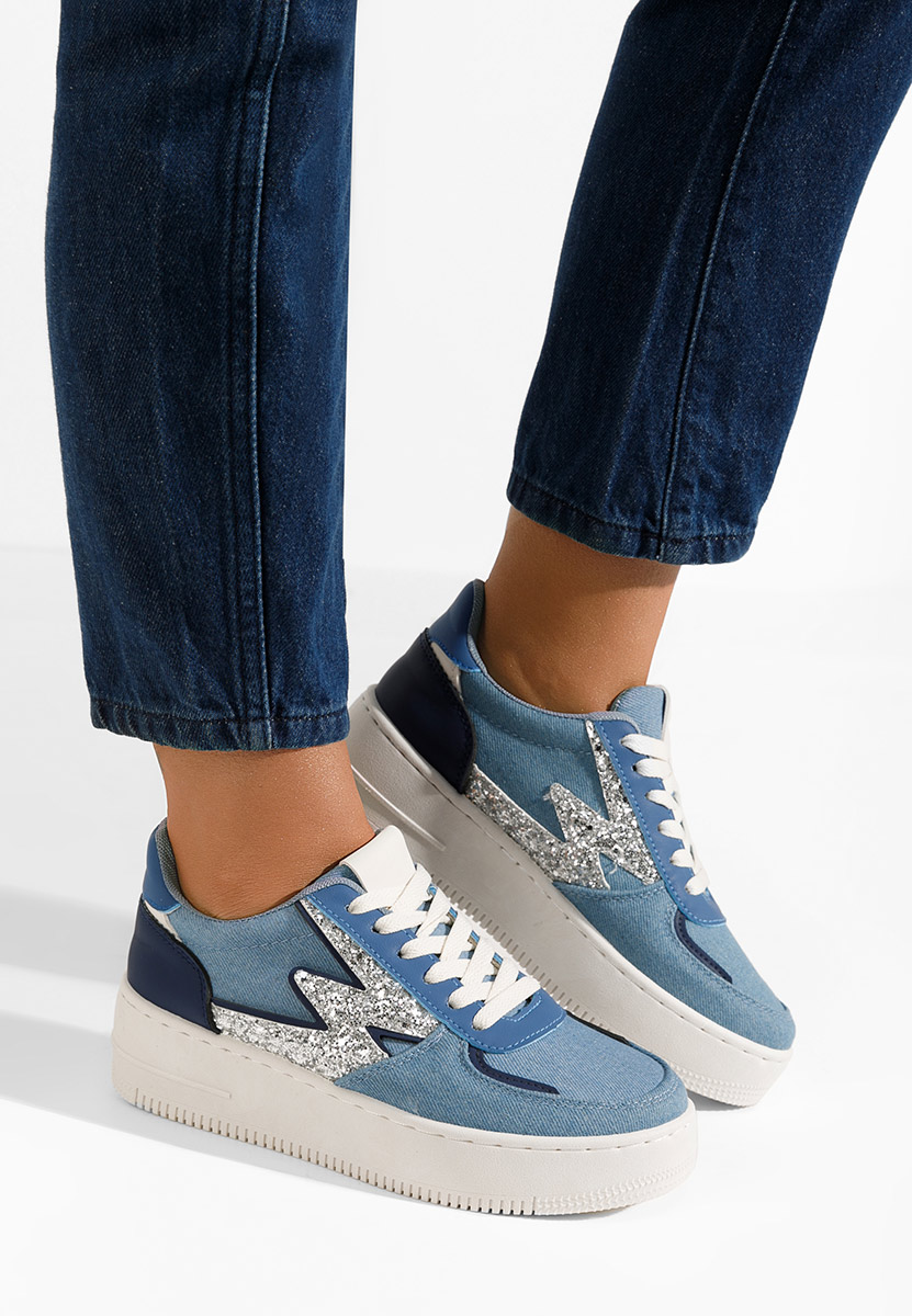 Niebieskie sneakersy na platformie Nadine