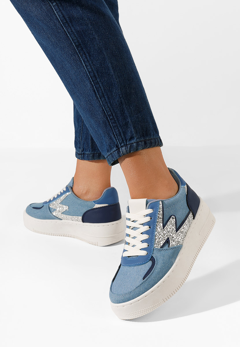 Niebieskie sneakersy na platformie Nadine
