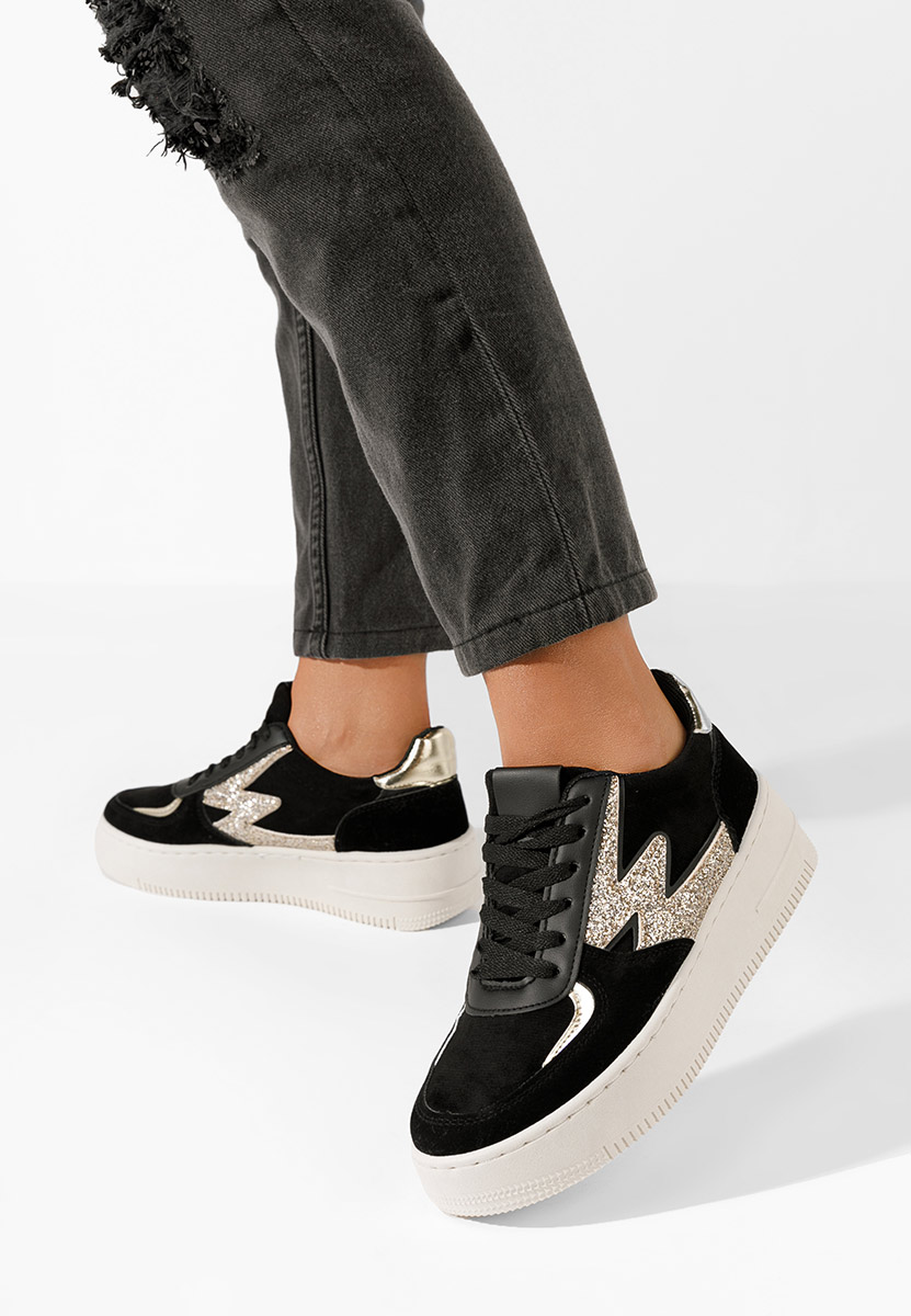 Czarne sneakersy na platformie Nadine