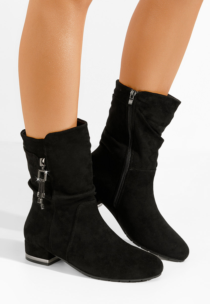 Czarne botki płaskie Ascendia