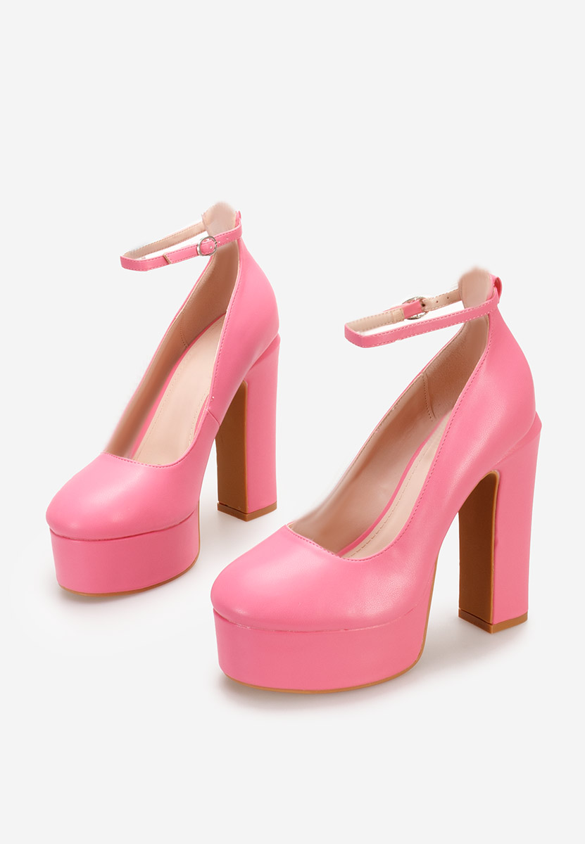 Różowe czółenka na słupku i platformie Matea