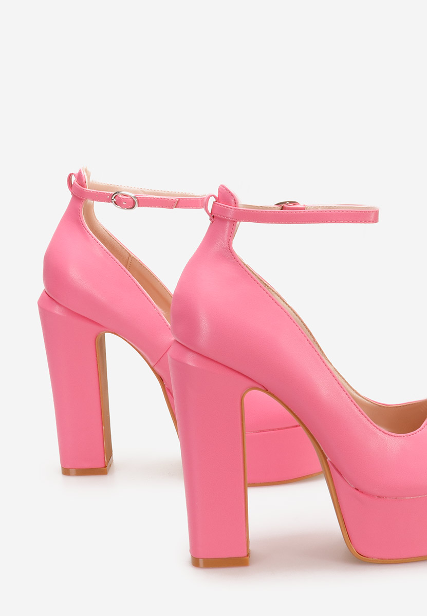 Różowe czółenka na słupku i platformie Matea