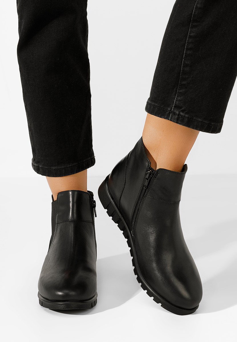Czarne botki damskie skórzane Kiesa