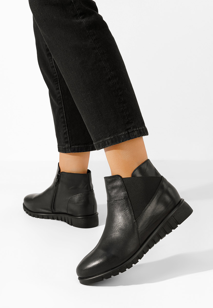 Czarne botki damskie skórzane Kiesa