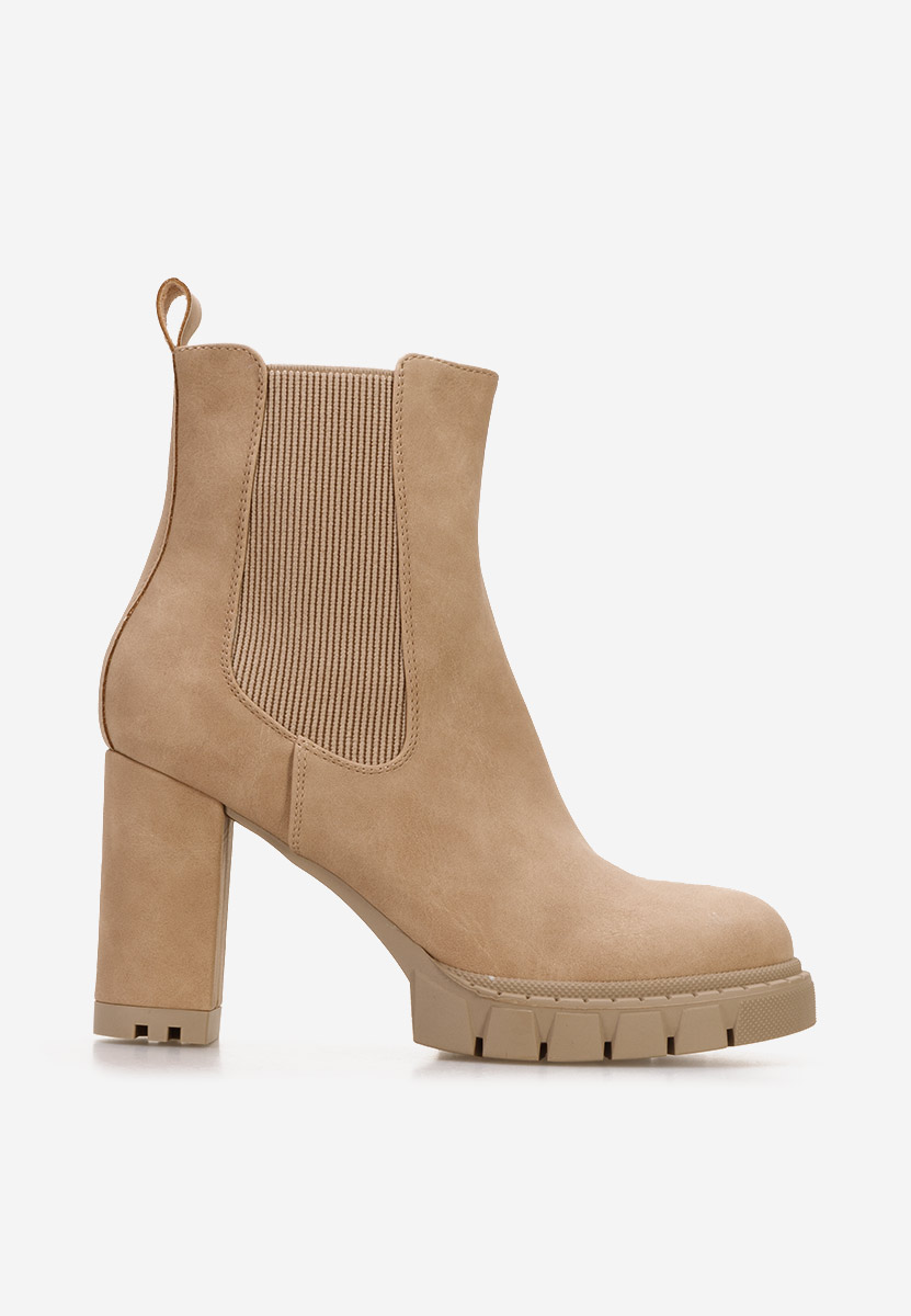 Khaki botki na słupku Veloria