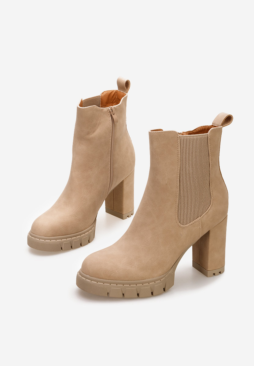 Khaki botki na słupku Veloria