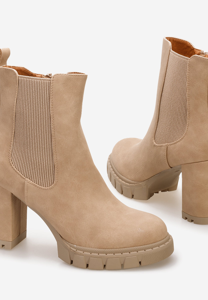 Khaki botki na słupku Veloria