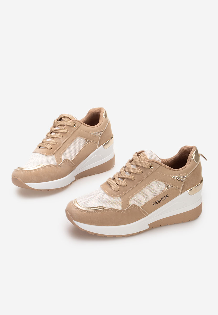 Khaki sneakersy na koturnie Setora