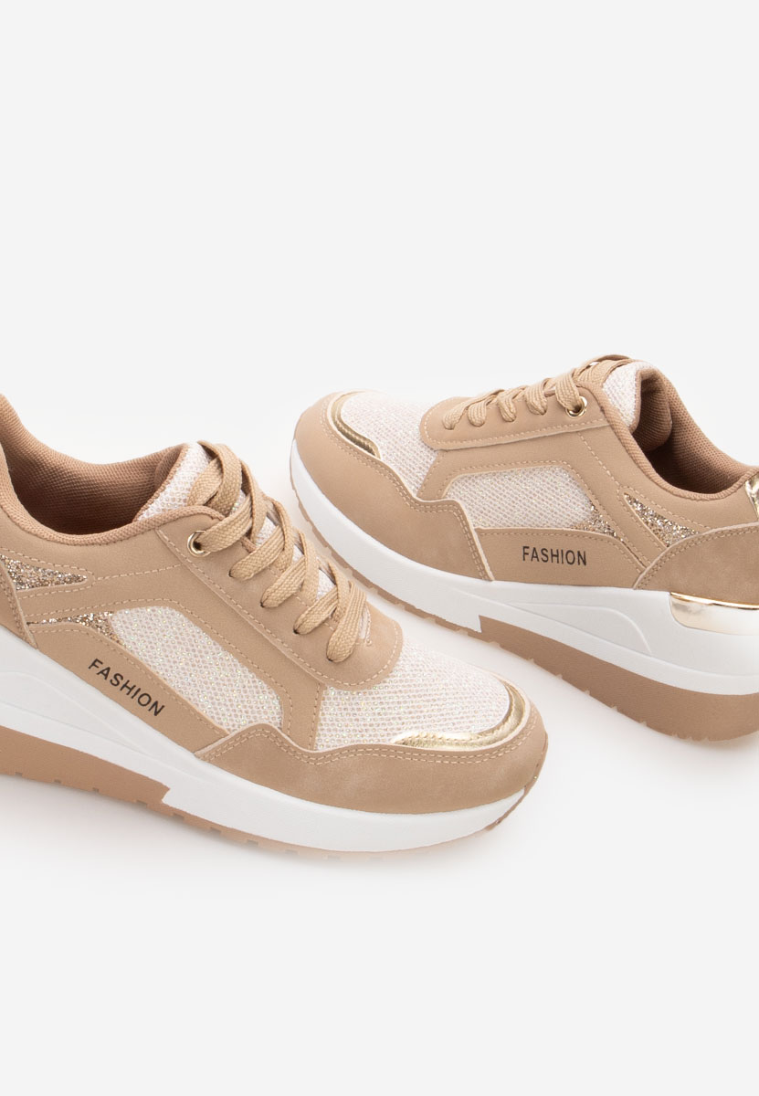 Khaki sneakersy na koturnie Setora