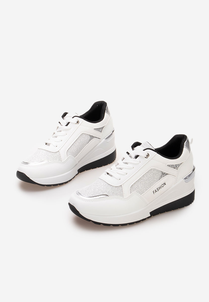 Białe sneakersy na koturnie Setora