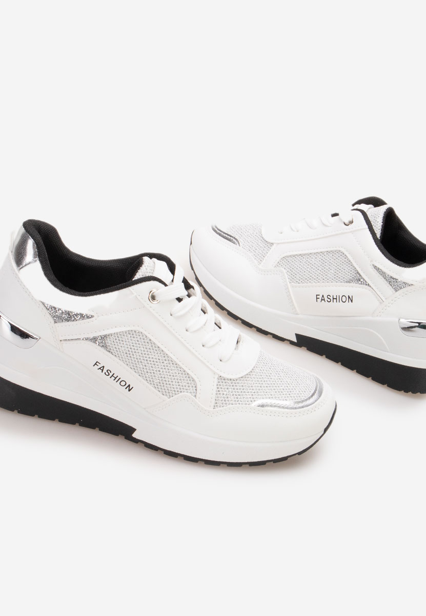 Białe sneakersy na koturnie Setora