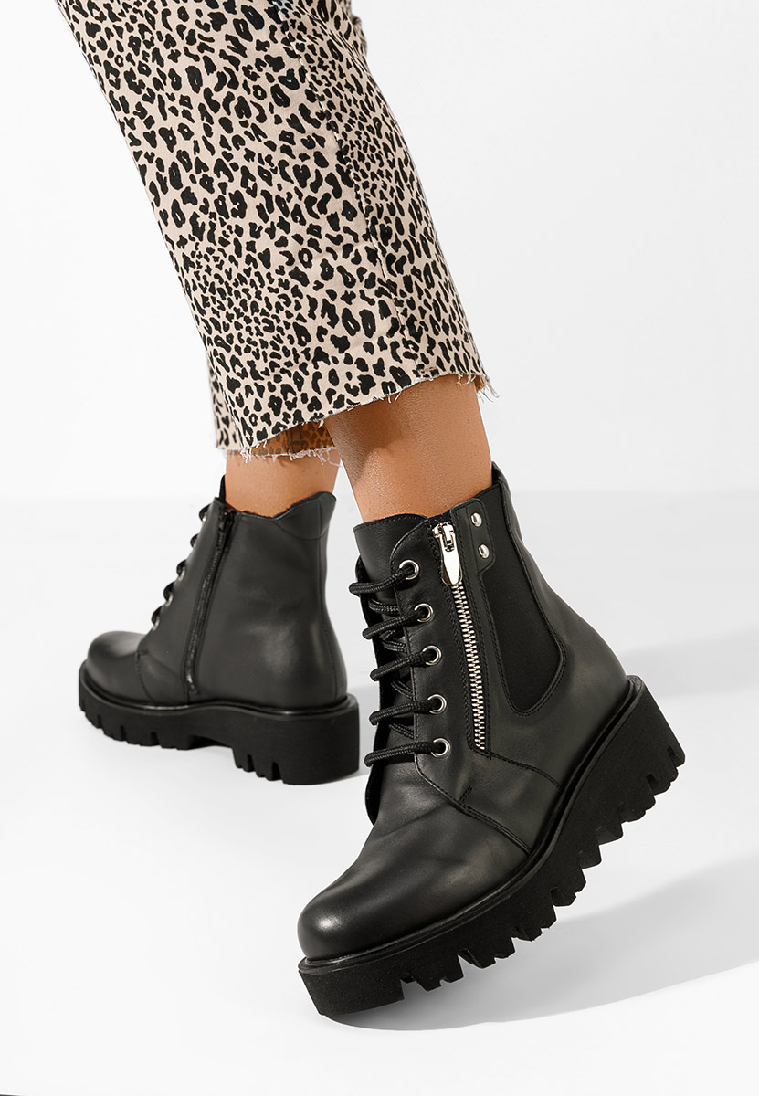 Czarne botki damskie skórzane Welsa