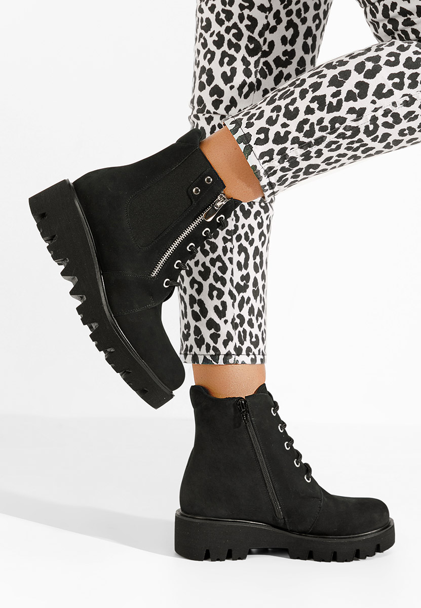 Czarne botki damskie skórzane Welsa V2