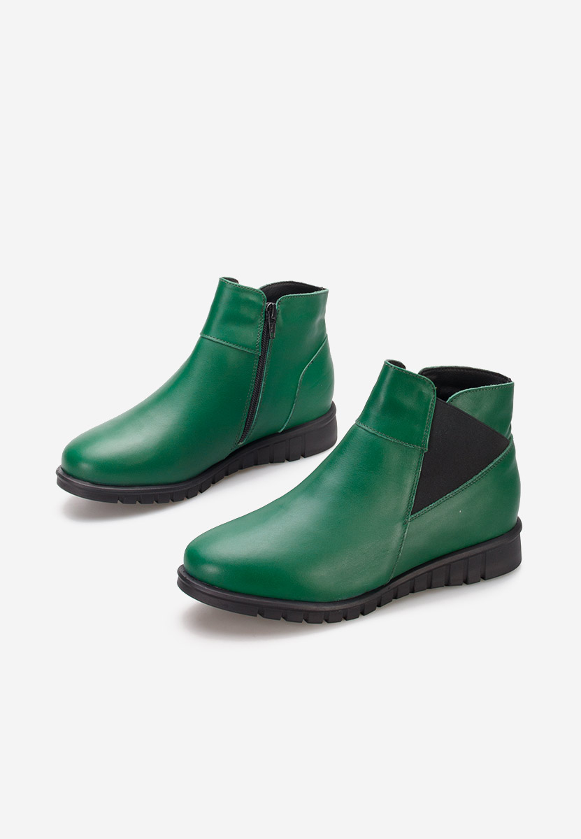 Zielone botki damskie skórzane Kiesa