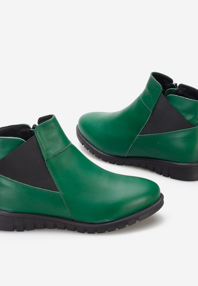 Zielone botki damskie skórzane Kiesa