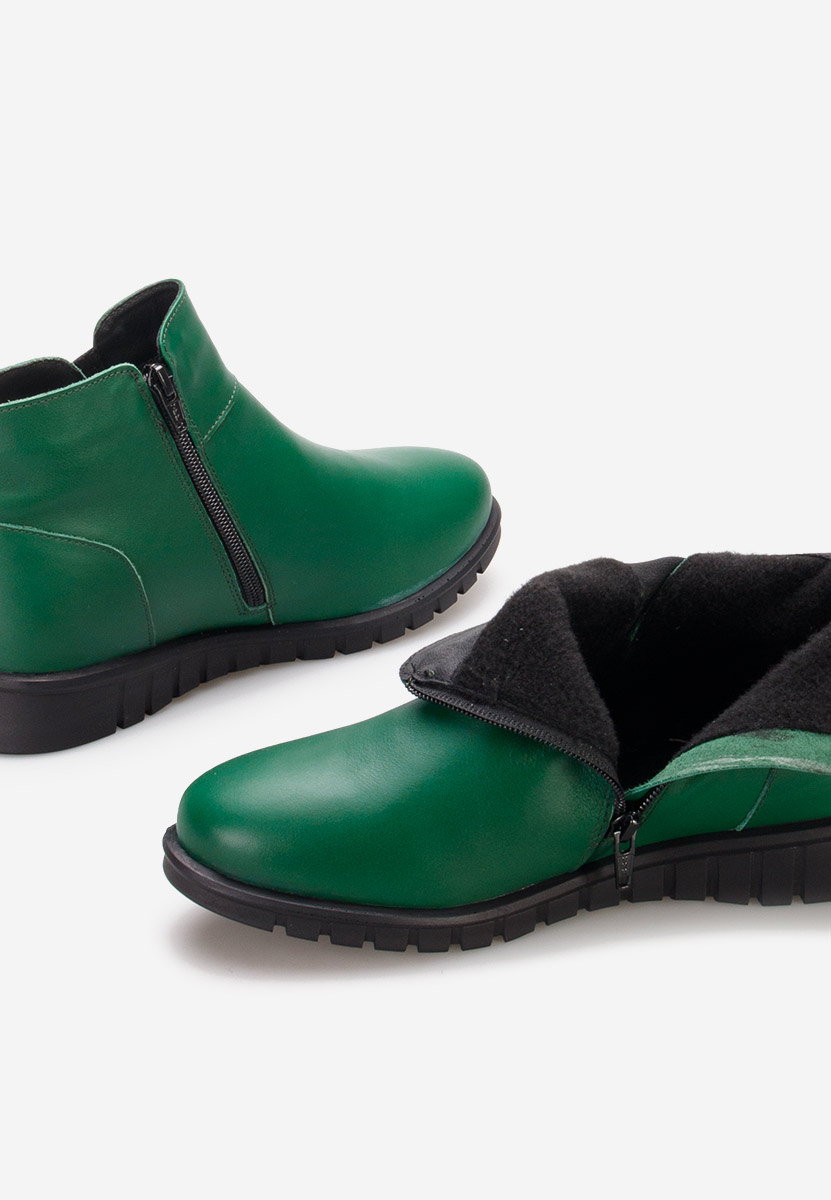 Zielone botki damskie skórzane Kiesa