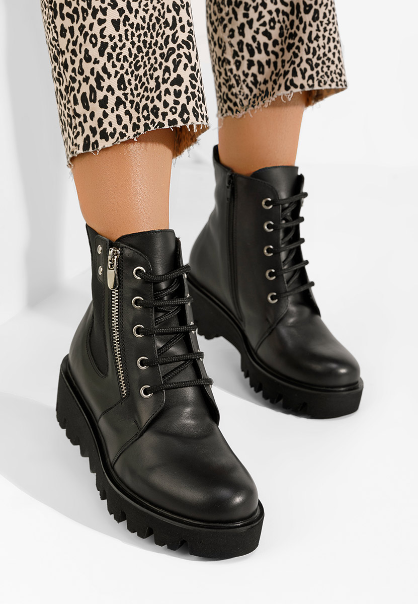 Czarne botki damskie skórzane Welsa