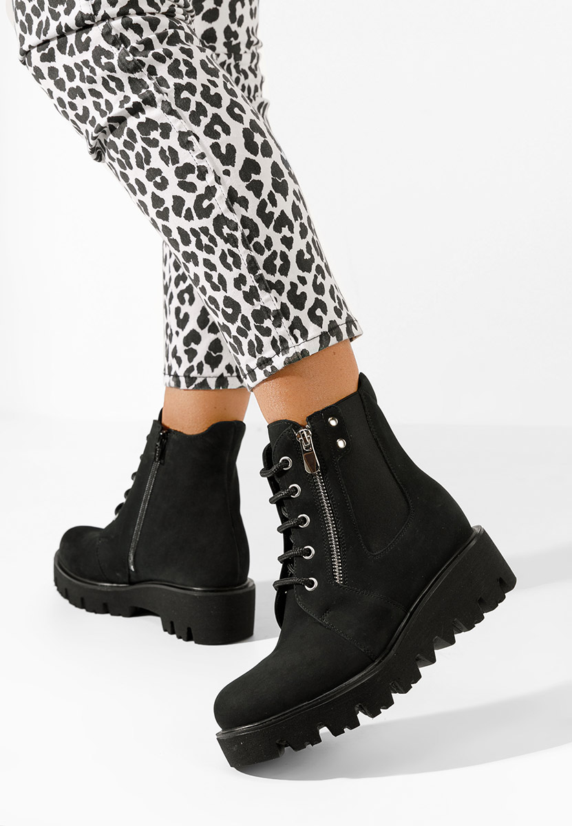 Czarne botki damskie skórzane Welsa V2