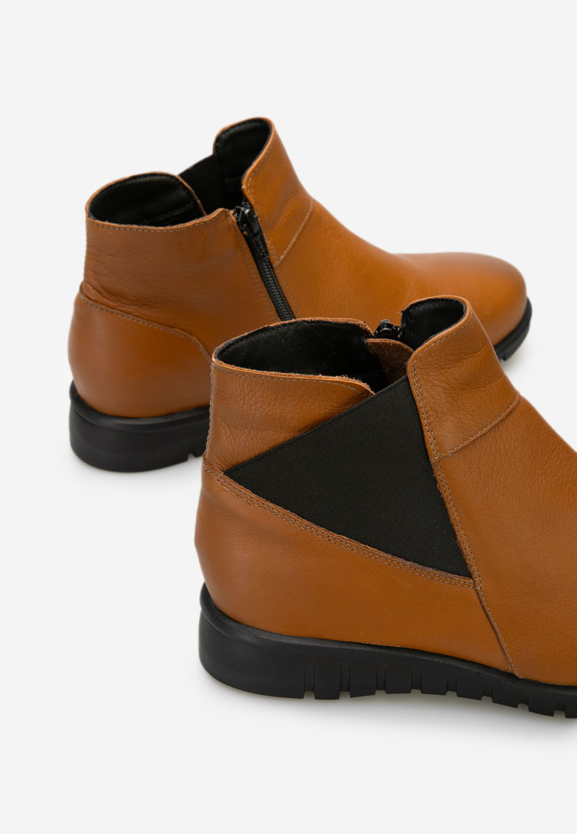 Camelowe botki damskie skórzane Kiesa