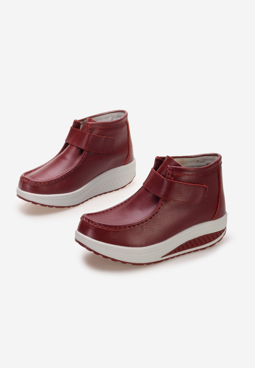 Bordowe botki damskie skórzane Valara