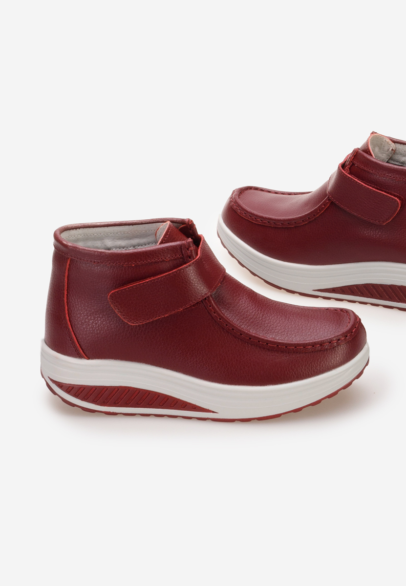 Bordowe botki damskie skórzane Valara