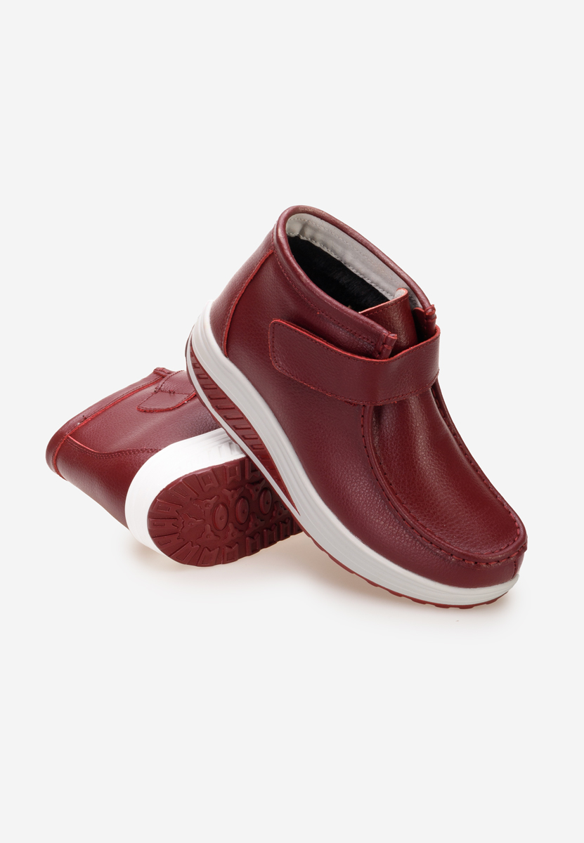 Bordowe botki damskie skórzane Valara