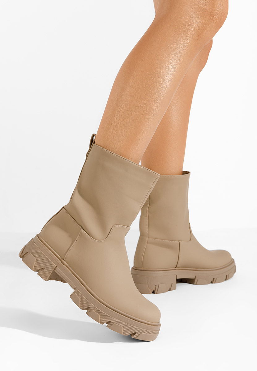 Khaki botki płaskie Aniya V2