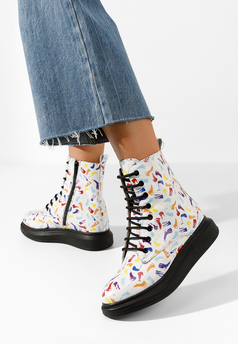 Białe botki damskie skórzane Cabera