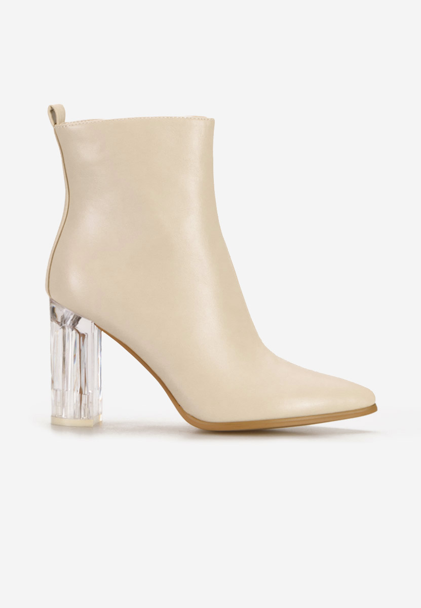 Beżowe botki na słupku Arilea