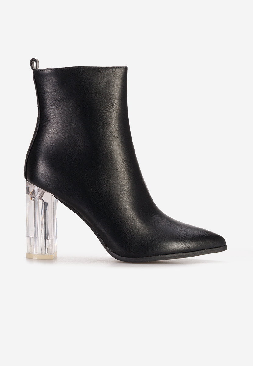 Czarne botki na słupku Arilea