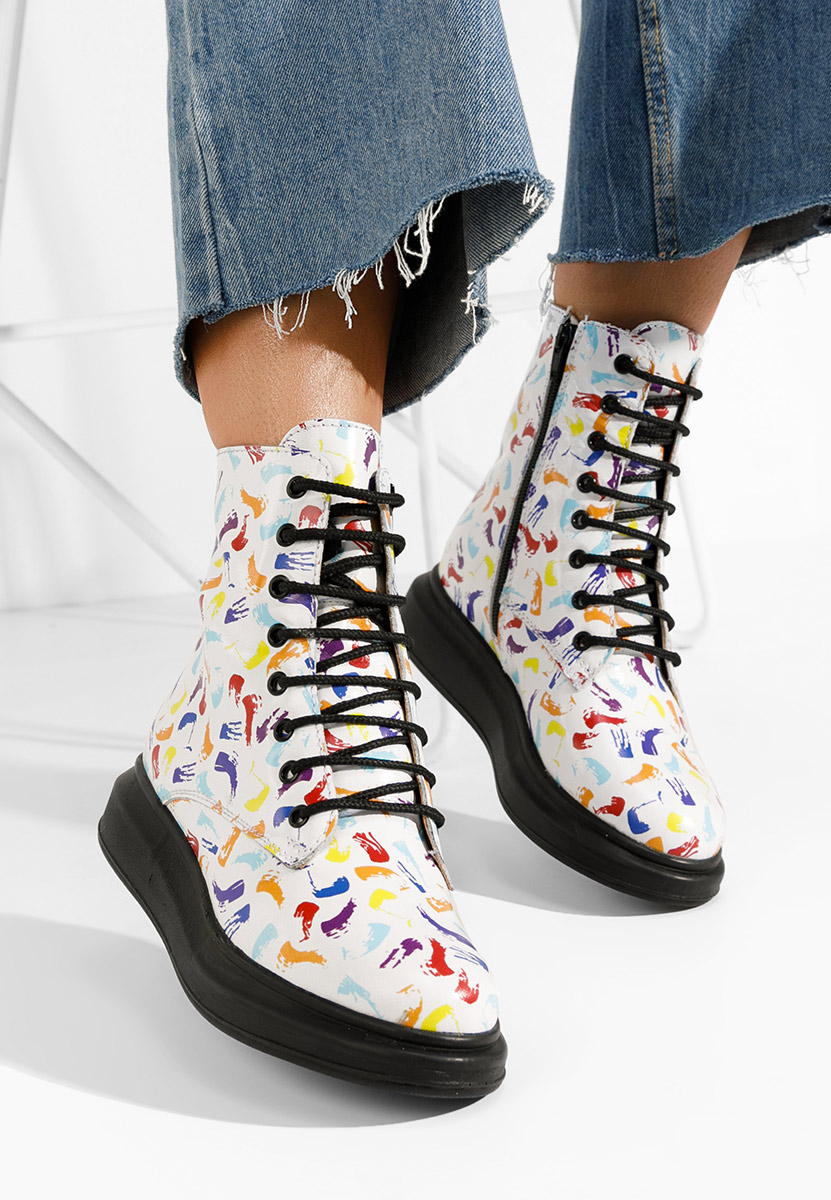 Białe botki damskie skórzane Cabera